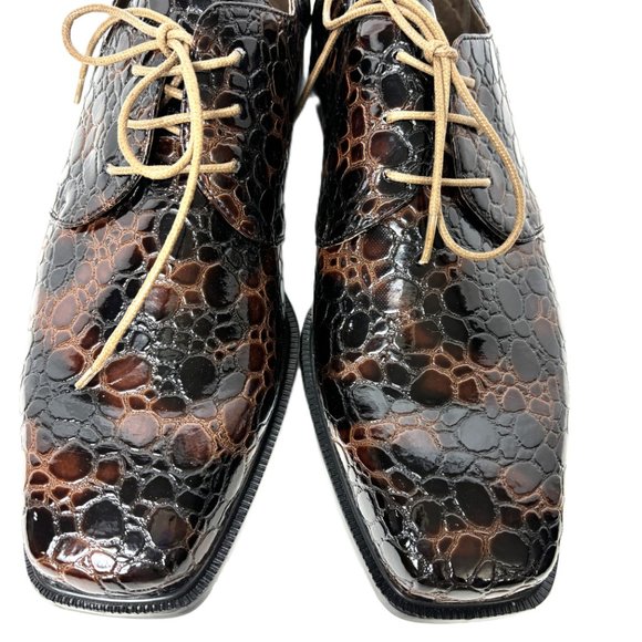 VTG Zoot Suit Faux Alligator Oxford Formal Dark Brown Dress Shoe Rare OOAK NWOT - Picture 9 of 14